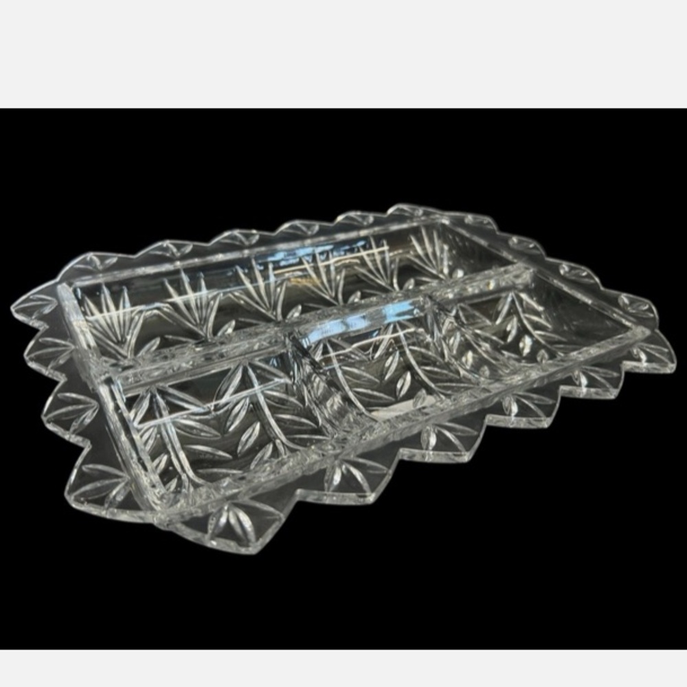 Vintage Fifth Avenue Crystal Appetizer/Relish Tray 4 Sections New in Box